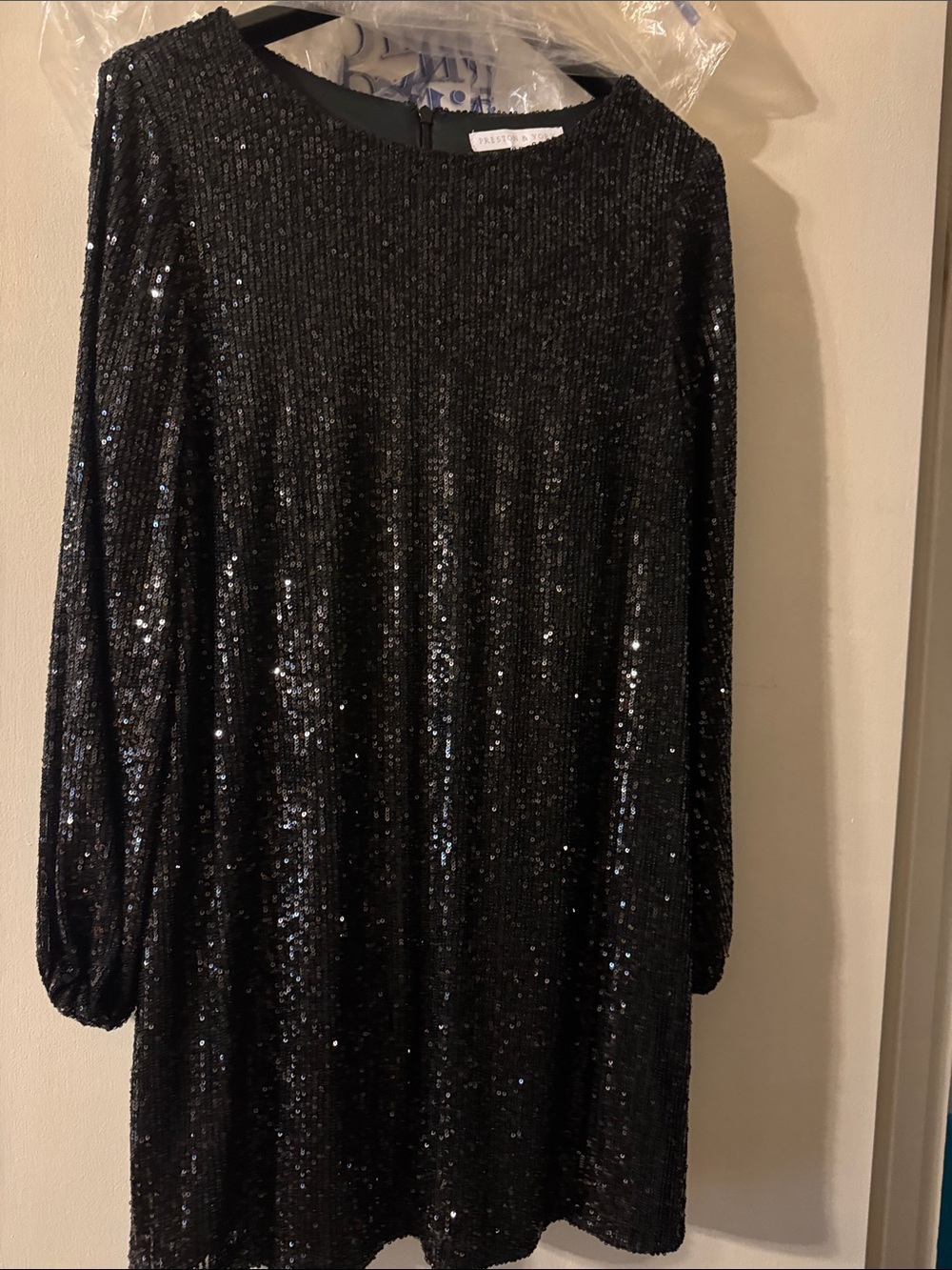 Preston & York Black Sequin Long-Sleeve Party Dress